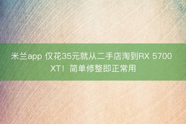 米兰app 仅花35元就从二手店淘到RX 5700 XT！简单修整即正常用
