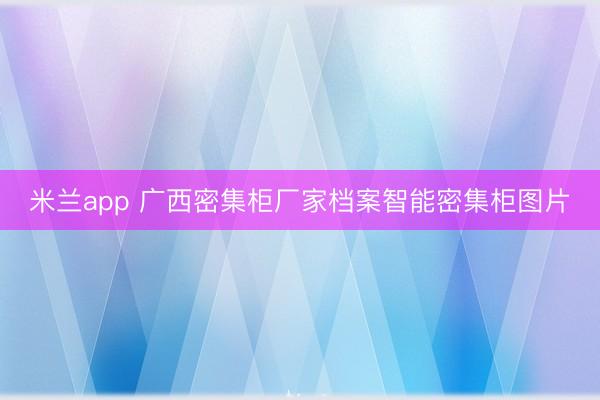 米兰app 广西密集柜厂家档案智能密集柜图片