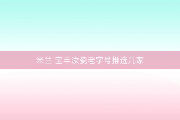 米兰 宝丰汝瓷老字号推选几家