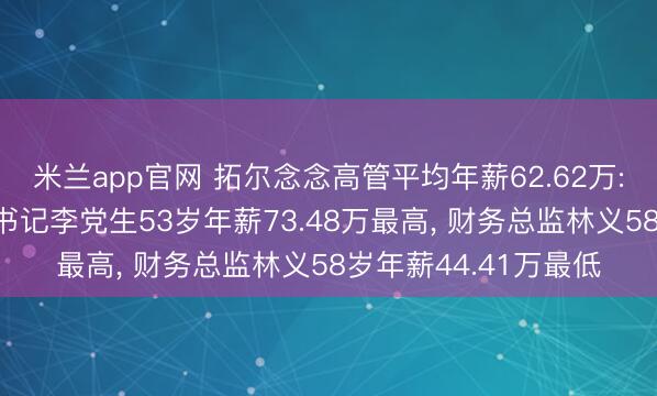 米兰app官网 拓尔念念高管平均年薪62.62万: 副总司理及董事会书记李党生53岁年薪73.48万最高， 财务总监林义58岁年薪44.41万最低
